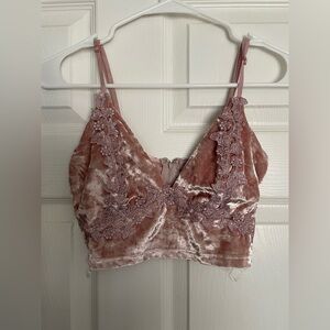 Charlotte Russe Pink Velvet Lace Bralette